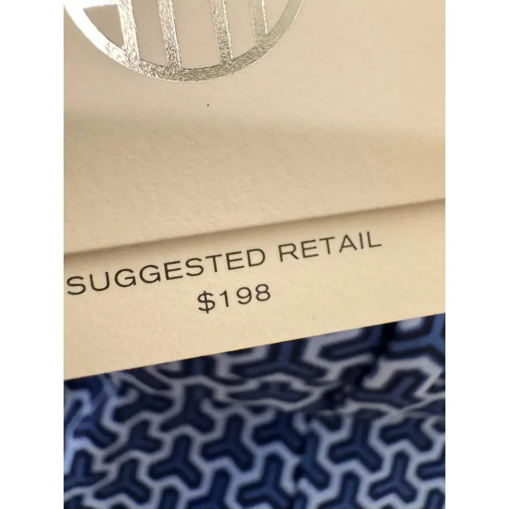 Tory Burch NEW Sport Blue Patterned stitch front seam Straight Leg Pants SZ 2 - Picture 5 of 9